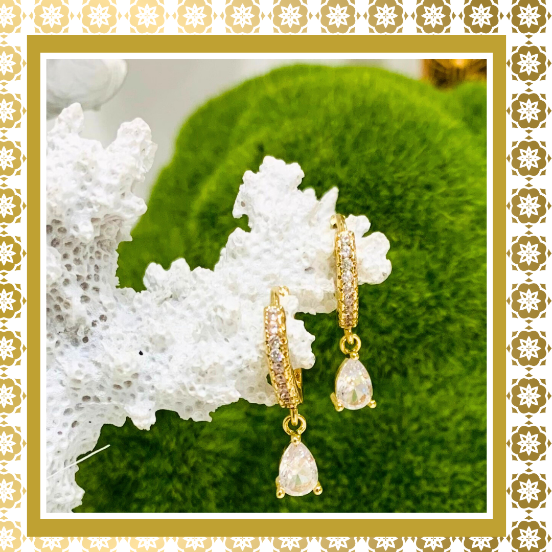 Crystal Dainty Hoop Gold Filled Drop Earrings