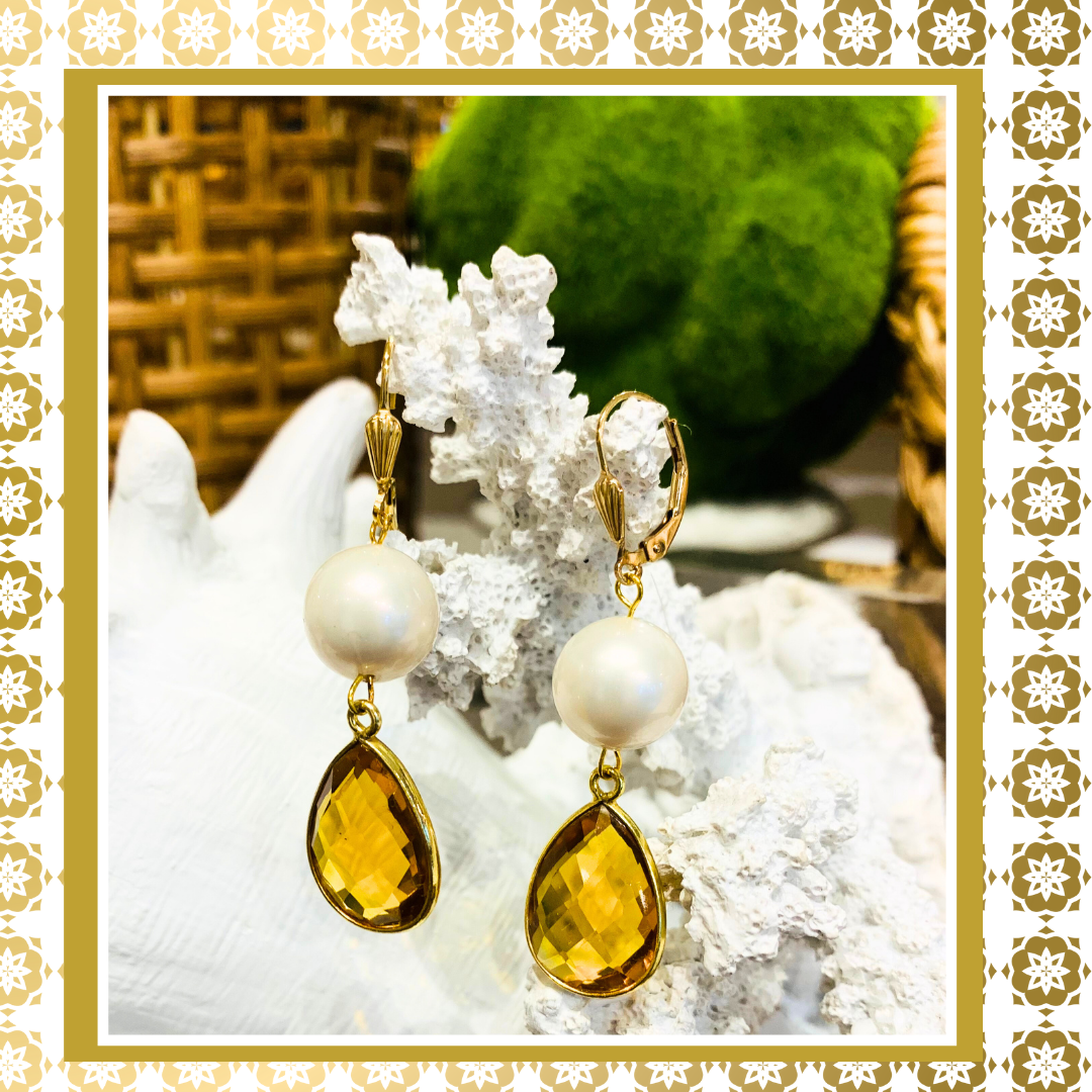 14K Gold 2024 Filled Citrine earrings.