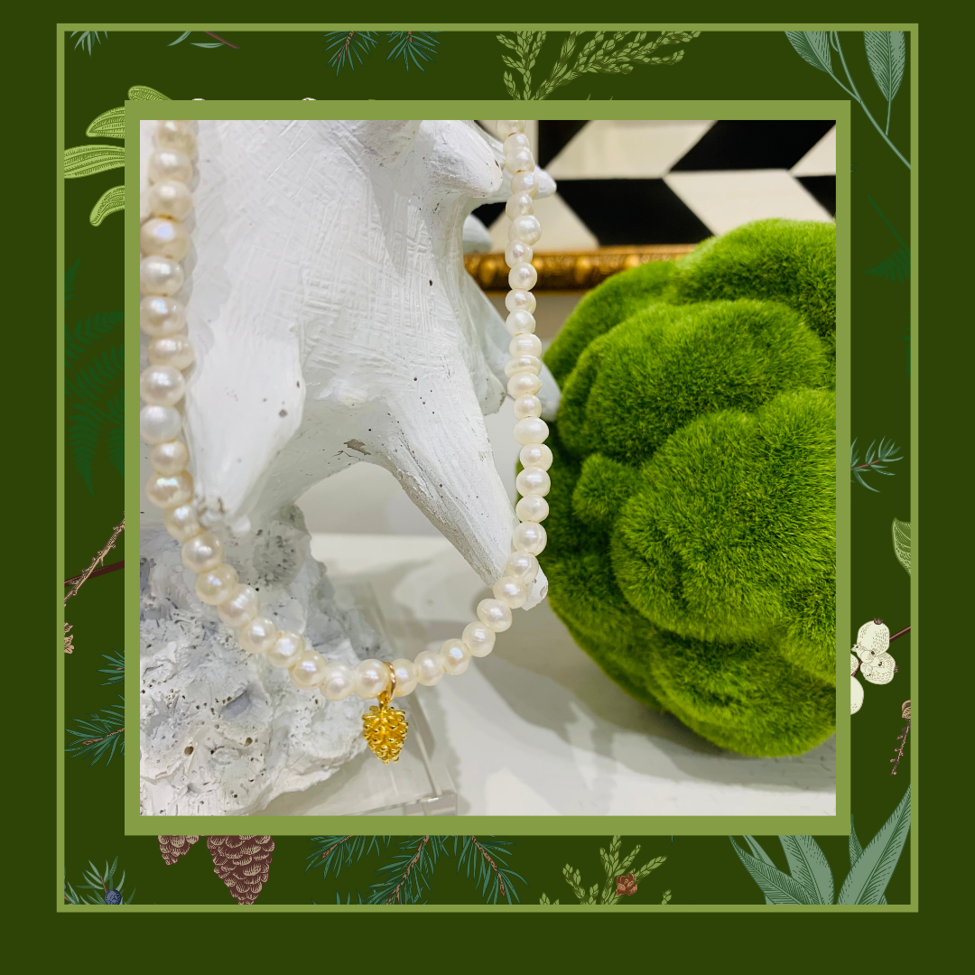 The Golden Pinecone Pearl Necklace