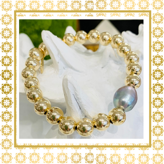 The Luxury Gratitude Bracelet in 14K Gold Filled With A Baroque Pearl Bridal Jewelry Purity  Generosity  Loyalty